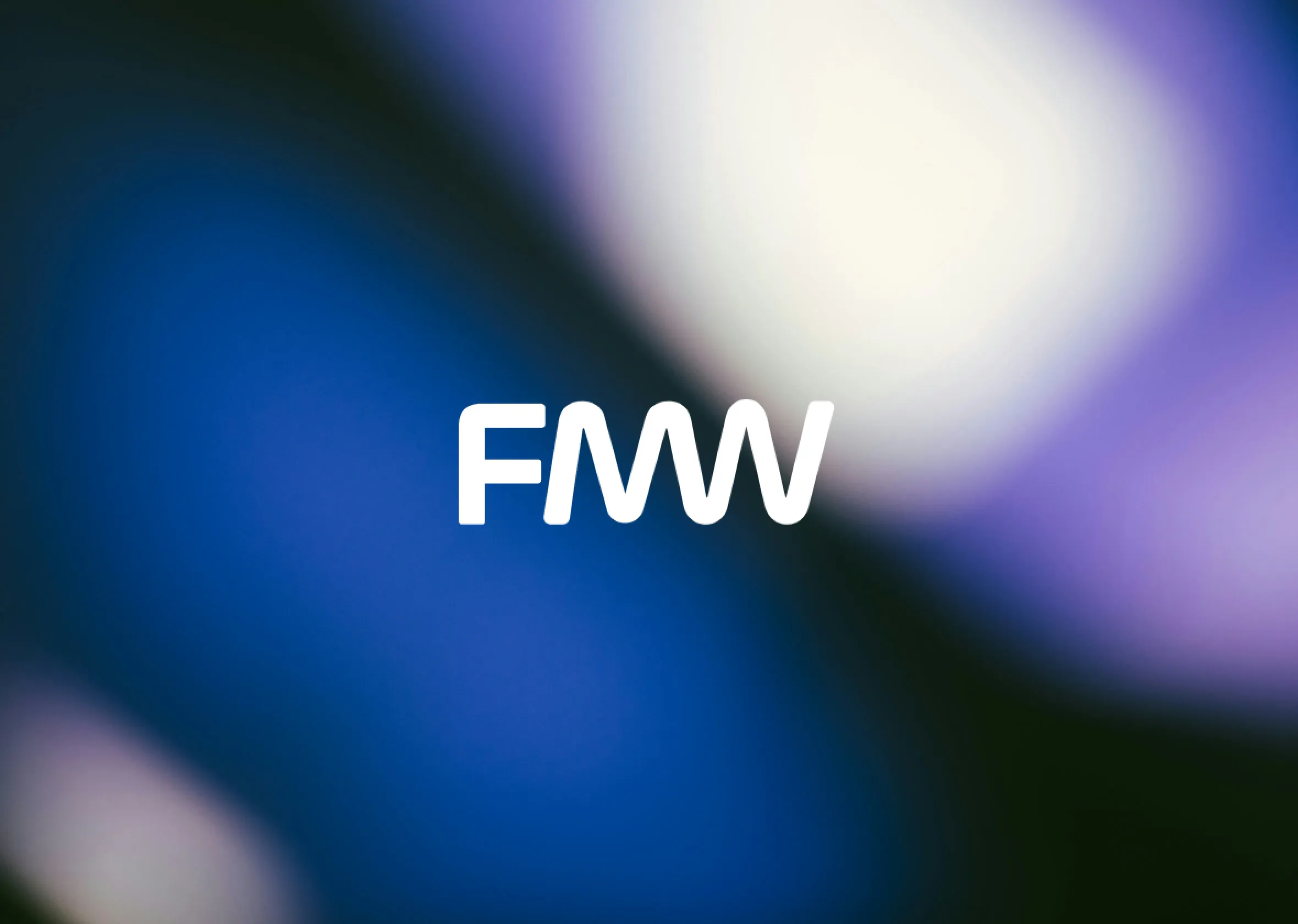 The FMW mark on a blue and violet blur.