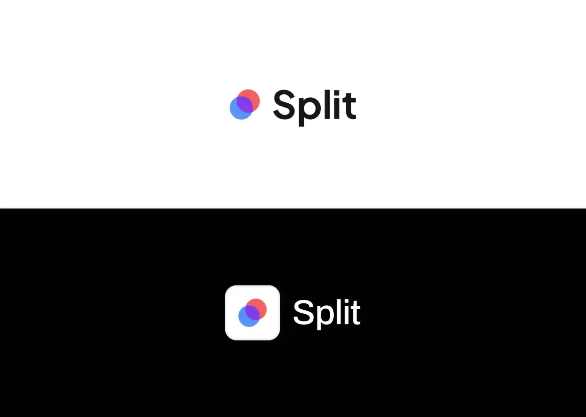 The Split wordmark, light above and reversed out of black below.